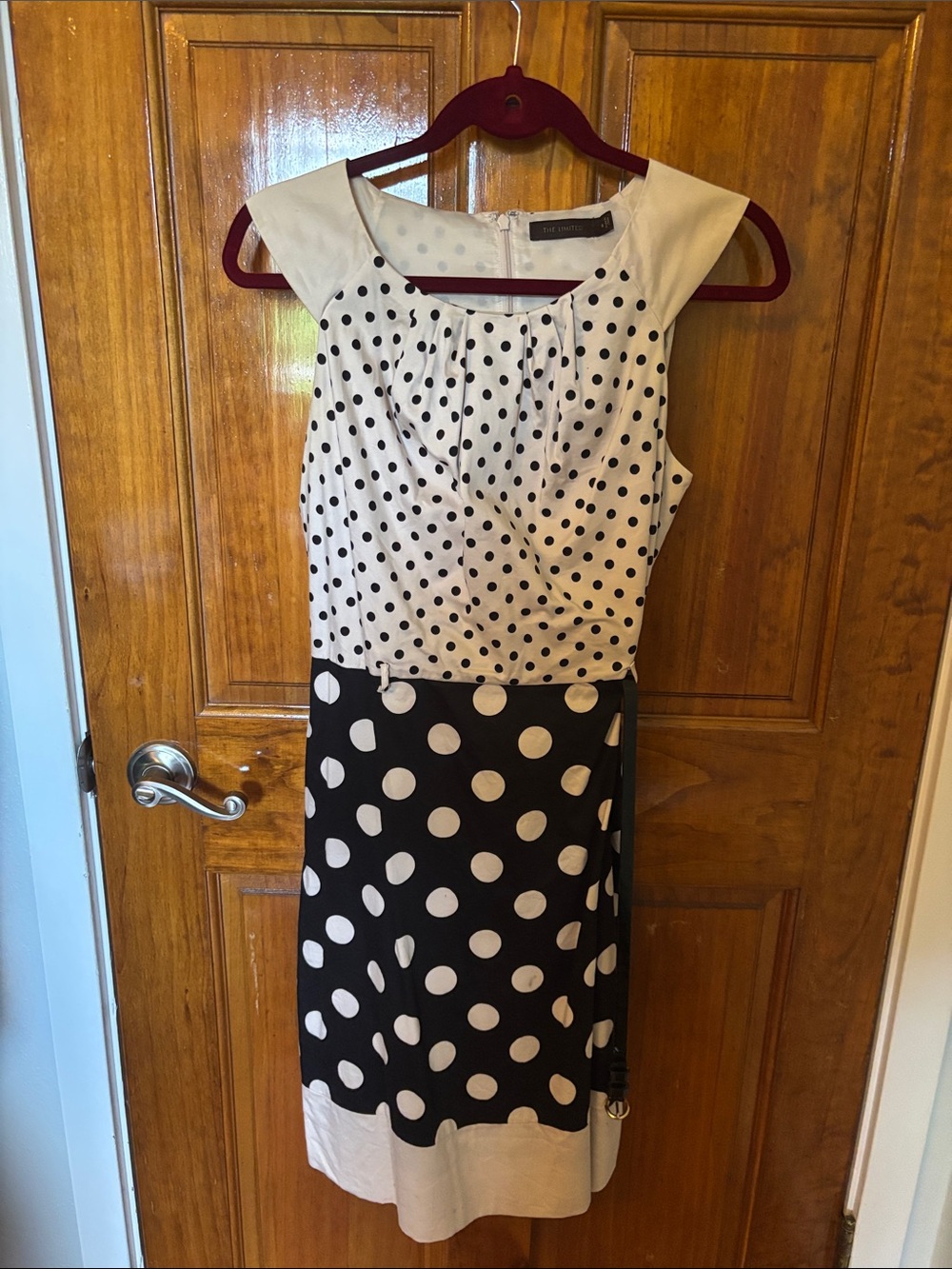 Polka Dot Sleeveless A-Line Dress in Black and White
